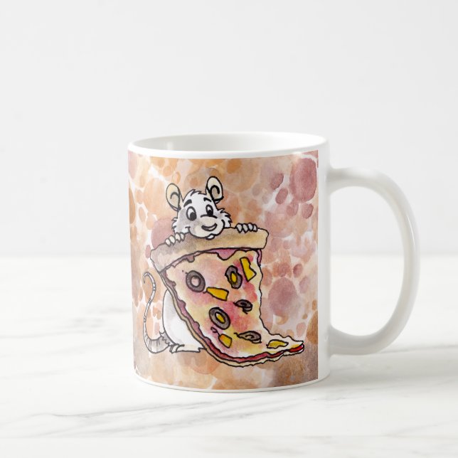Ratte mit Pizza "Zeit für das Mittagessen?" Tasse (Rechts)