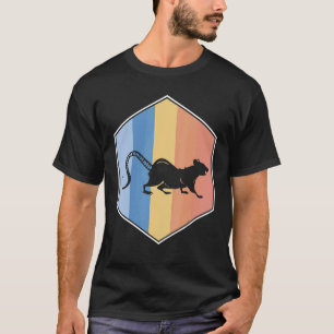 Ratte mit Retro-Farben in einem Hexagon T-Shirt