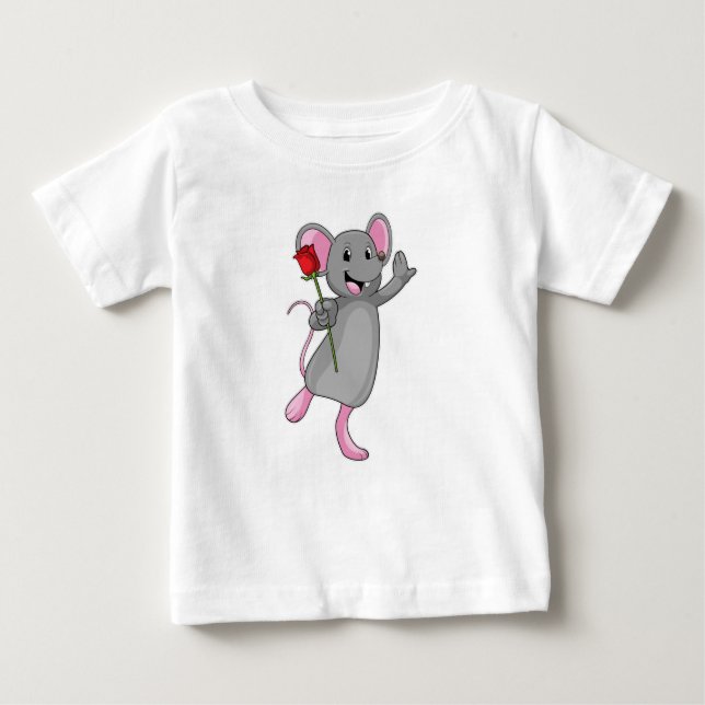 Ratte mit Rose Blume Baby T-shirt (Vorderseite)