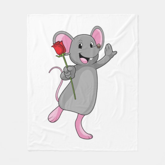Ratte mit Rose Blume Fleecedecke (Vorderseite)