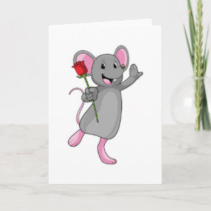 Ratte mit Rose Blume Karte