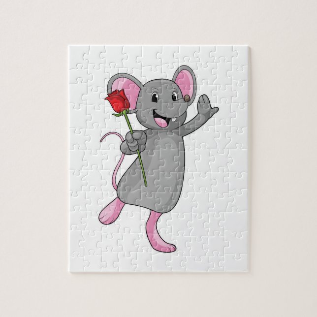 Ratte mit Rose Blume Puzzle (Vertikal)