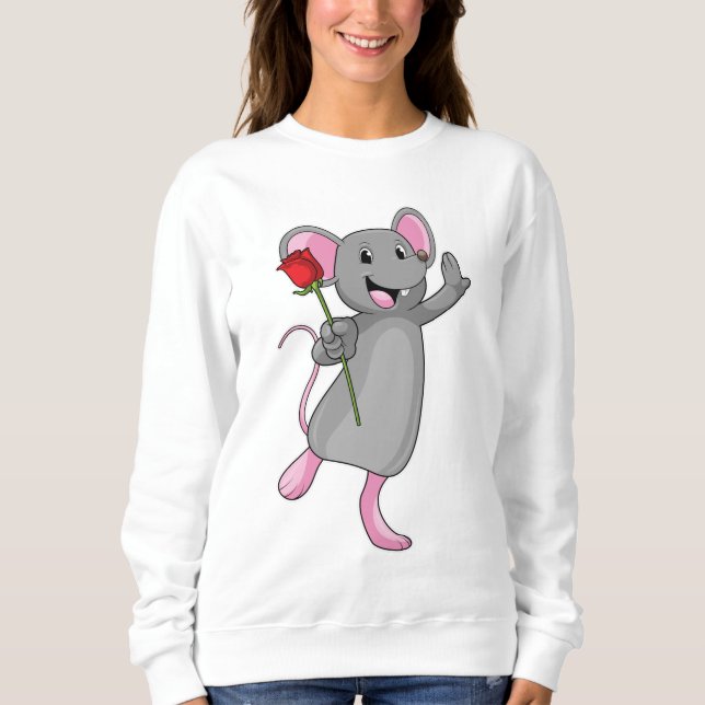 Ratte mit Rose Blume Sweatshirt (Vorderseite)