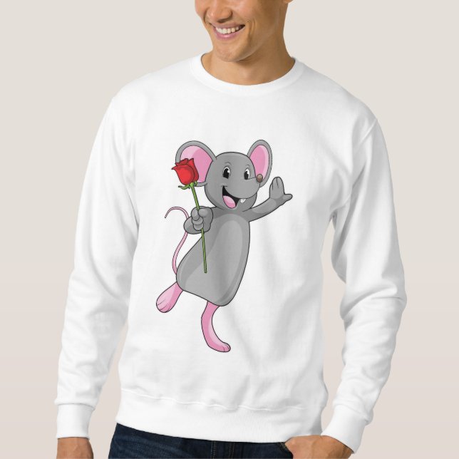 Ratte mit Rose Blume Sweatshirt (Vorderseite)