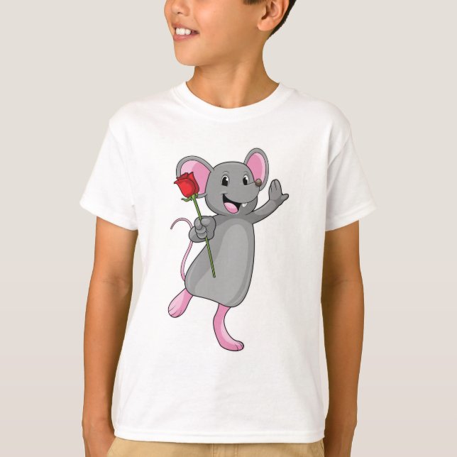 Ratte mit Rose Blume T-Shirt (Vorderseite)