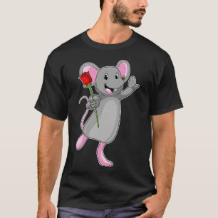 Ratte mit Rose Blume T-Shirt