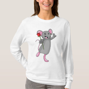 Ratte mit Rose Blume T-Shirt