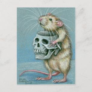 Ratte mit Skull Halloween Postkarte