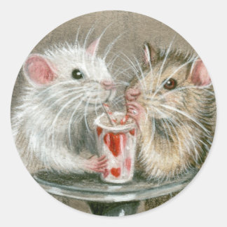 Ratten auf Datumsklammern Runder Aufkleber