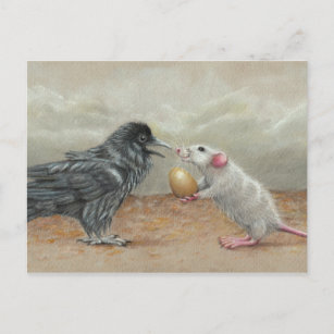 Ratten füttre Rabe-Ei-Postkarte Postkarte