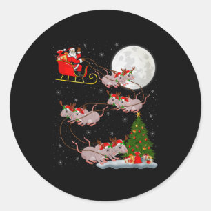 Ratten Santa Schlitten Fliegend Lustig Magischer W Runder Aufkleber