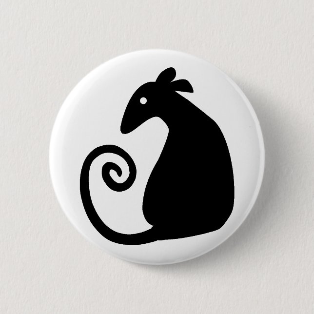 Ratten-Silhouetteknopf Button (Vorderseite)