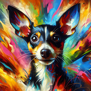 Ratten Terrier Hund Acryl Druck Bunt Lebendig Puzzle