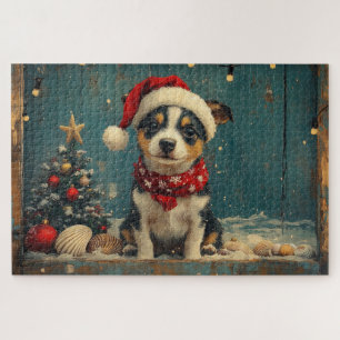 Ratten Terrier Hund Weihnachten Vintage Strand Puzzle