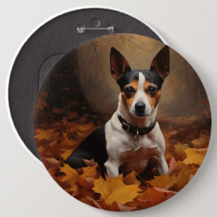 Ratten Terrier im Herbstlaub Fall Inspiriert Button