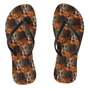 Ratten Terrier im Herbstlaub Fall Inspiriert Flip Flops