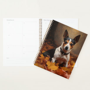 Ratten Terrier im Herbstlaub Fall Inspiriert Planer