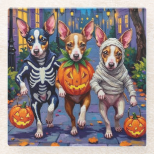 Ratten Terrier Trick-or-Treating Halloween-Kostüme Glasuntersetzer