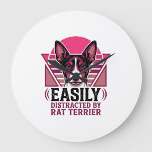 Ratten Terrier Vintage leicht ablenkbares Hundeshi Große Wanduhr
