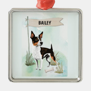 Ratten Terrier Wasserfarbe Personalisierter Hund Ornament Aus Metall