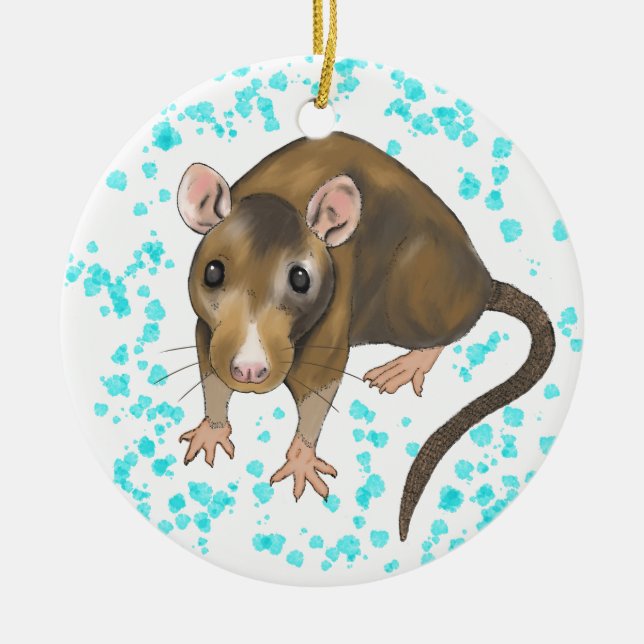 Ratten-Wasserfarbe Keramik Ornament (Vorne)