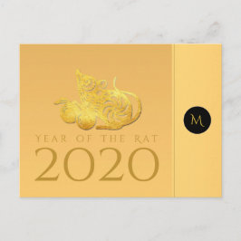 Rattenjahr 2020 Früchte Elegant Monogram Postcard Postkarte