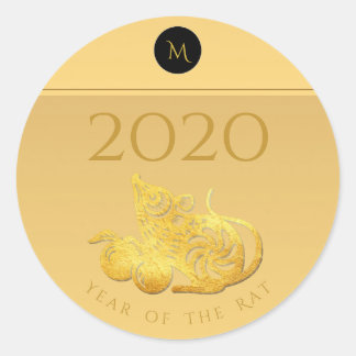 Rattenjahr 2020 Früchte Elegant Monogram R Sticker