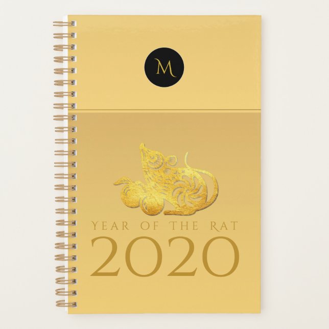 Rattenjahr 2020 Früchte Elegant Monogram S Planner Planer (Vorderseite)