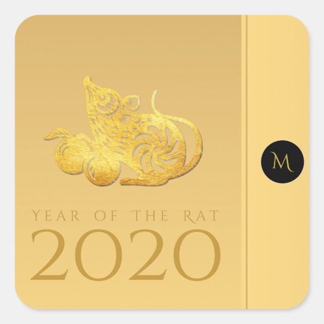 Rattenjahr 2020 Früchte Elegant Monogram S Sticker (Vorderseite)