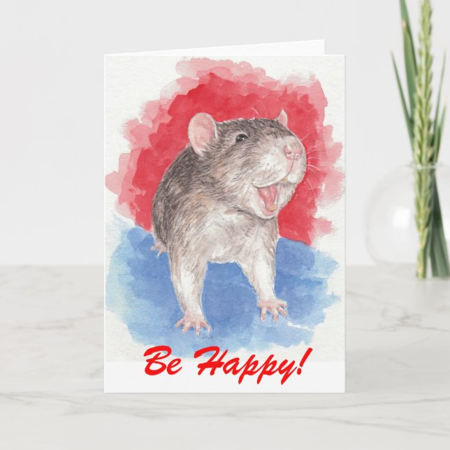 Rattie sagt: Sei glücklich! Karte (Vorderseite)