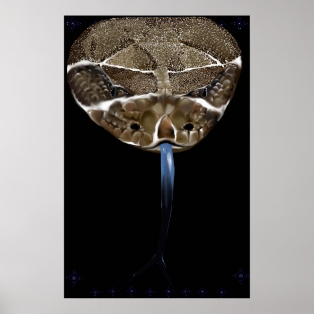 Rattle Snake Head Black Poster (Vorne)