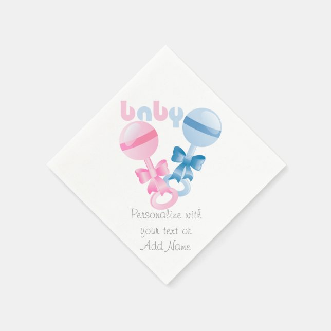 Rattles Gender Reveal Baby Shower Party Napkins Serviette (Ecke)