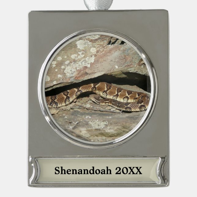 Rattlesnake im Shenandoah-Nationalpark Banner-Ornament Silber (Vorderseite)
