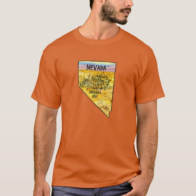 Rattlesnake Nevada Battleborn 1864 Wüstenberg T-Shirt (Vorderseite)