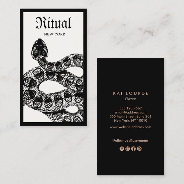 Rattlesnake Snake Macabre Business Card Visitenkarte (Vorne/Hinten)