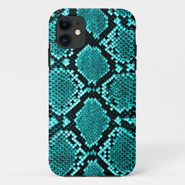 Rattlesnake Snake Skin Leather Imitate blau Case-Mate iPhone Hülle (Rückseite)