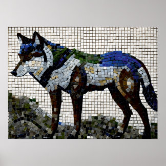 Raubtierpalette: Wolf Mosaik Poster