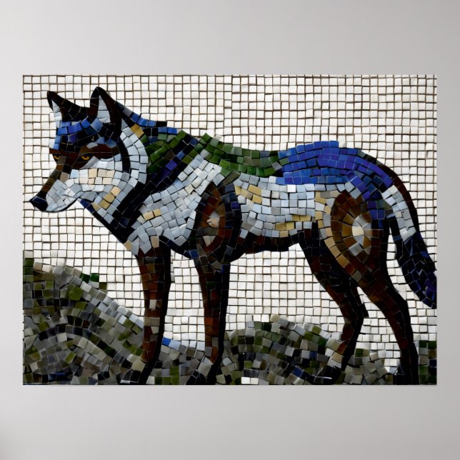 Raubtierpalette: Wolf Mosaik Poster (Vorne)