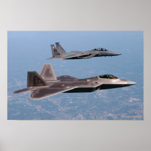 Raubvogel F-22 und F-15 Eagle Poster