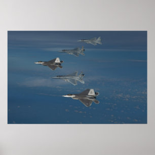 Raubvögel F-22 und F-15 Eagles Poster
