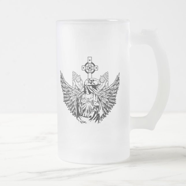 Raubvogel-Jesus-Lieben Sie Mattglas Bierglas (Rechts)