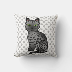 Rauch Ägyptisch Mau Niedlicher Cartoon Cat & Paws Kissen