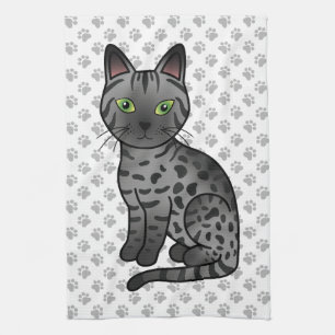 Rauch Ägyptische Mau Niedliche Cartoon-Katze Illus Geschirrtuch