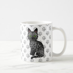 Rauch Ägyptischer Mau Niedlicher Cartoon Katze Ill Kaffeetasse