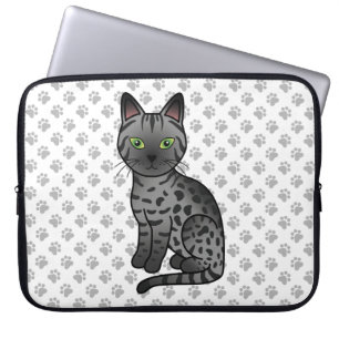 Rauch Ägyptischer Mau Niedlicher Cartoon Katze Ill Laptopschutzhülle