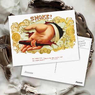 Rauch? Etikett für Vintage Zigarrenboxen Postkarte