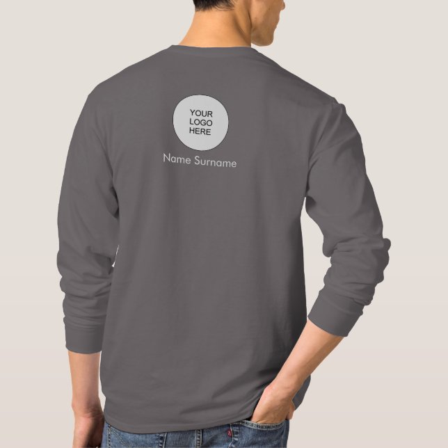 Rauch graue hinzufügen Ihr Logo hier Mens Elegant T-Shirt (Rückseite)