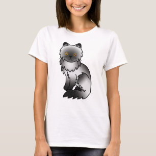 Rauch Persischer Niedlicher Cartoon Katze Illustra T-Shirt