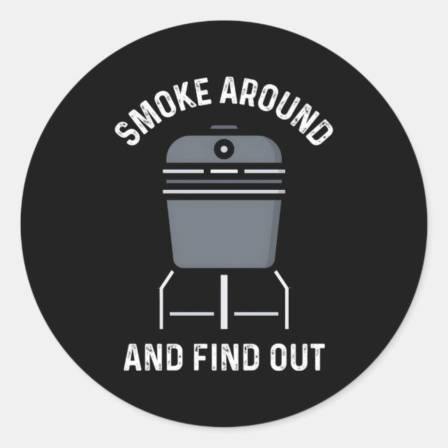 Rauch und Grillen rauchen Barbeque Rauch Runder Aufkleber (Vorderseite)