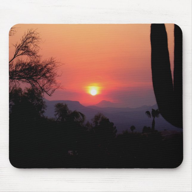 Rauch verursachter Sonnenuntergang Mousepad (Vorne)